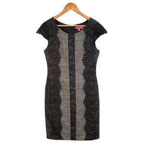 Betsey Johnson Dress Women Size 10 Sheath Lace Cap‎ Sleeves Office Siren Party